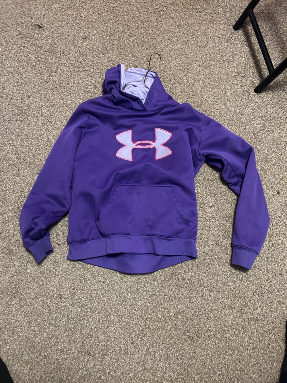 Under Armour Purple Girls' Hoodie with Pink-Outlined Logo